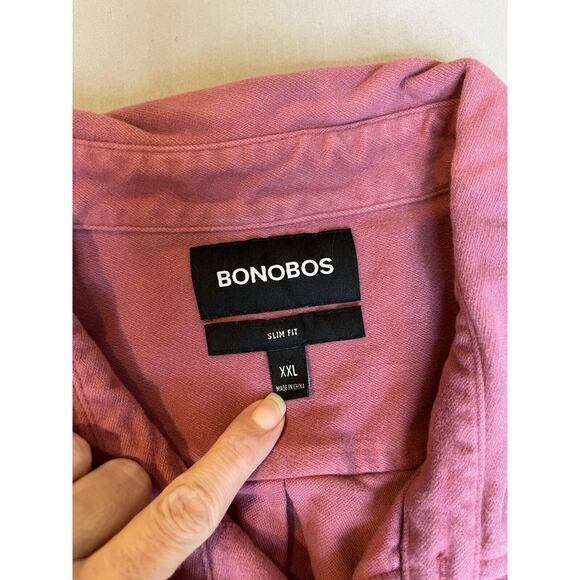 Bonobos Mens Slim Fit Size XXL Pink Button Thick Flannel Long Sleeve Shirt - Picture 3 of 8